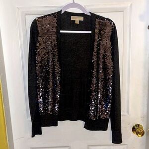 Sequin Front Black Women's Cardigan Sweater